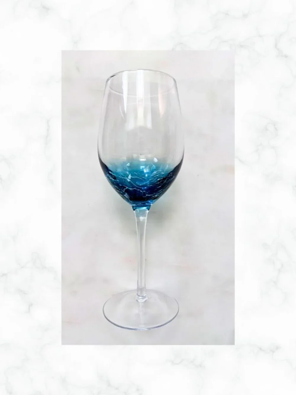 NWOT | PIER 1 Imports Teal Crackle Wine Glass Set of 2 | Discontinued